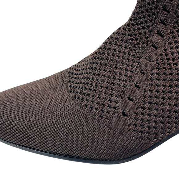 Eileen Fisher Size 8 Paron Stretch Crepe Knit Booties Chocolate Brown - Picture 2 of 11